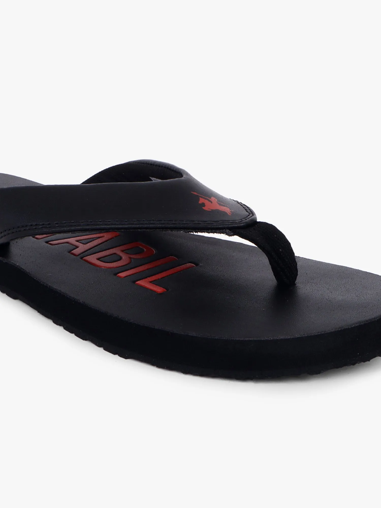 Men's Black Printed Casual Flip-Flops Slippers