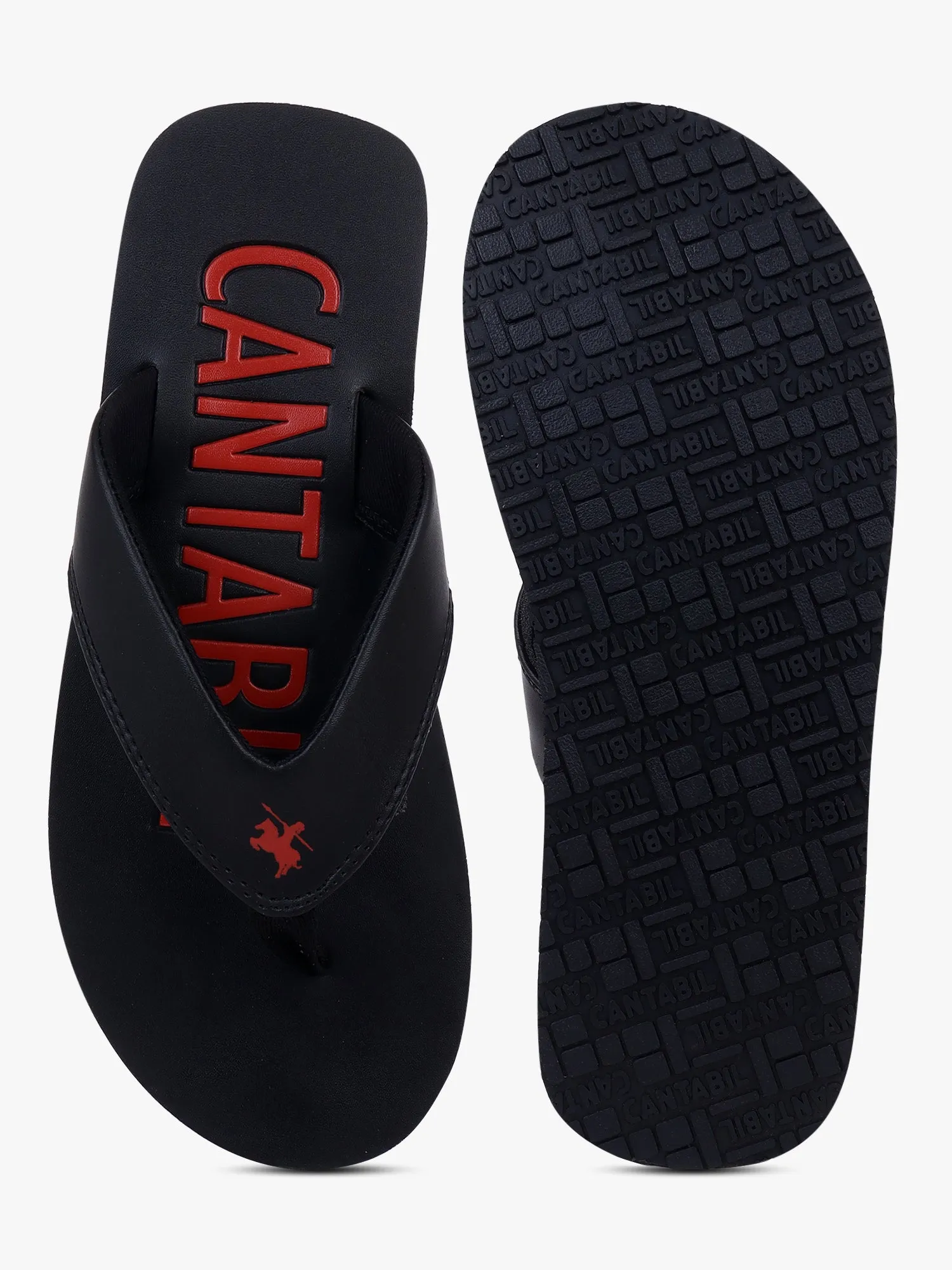 Men's Black Printed Casual Flip-Flops Slippers