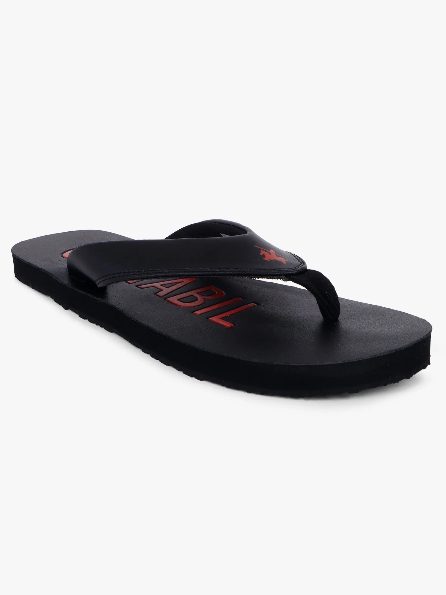 Men's Black Printed Casual Flip-Flops Slippers