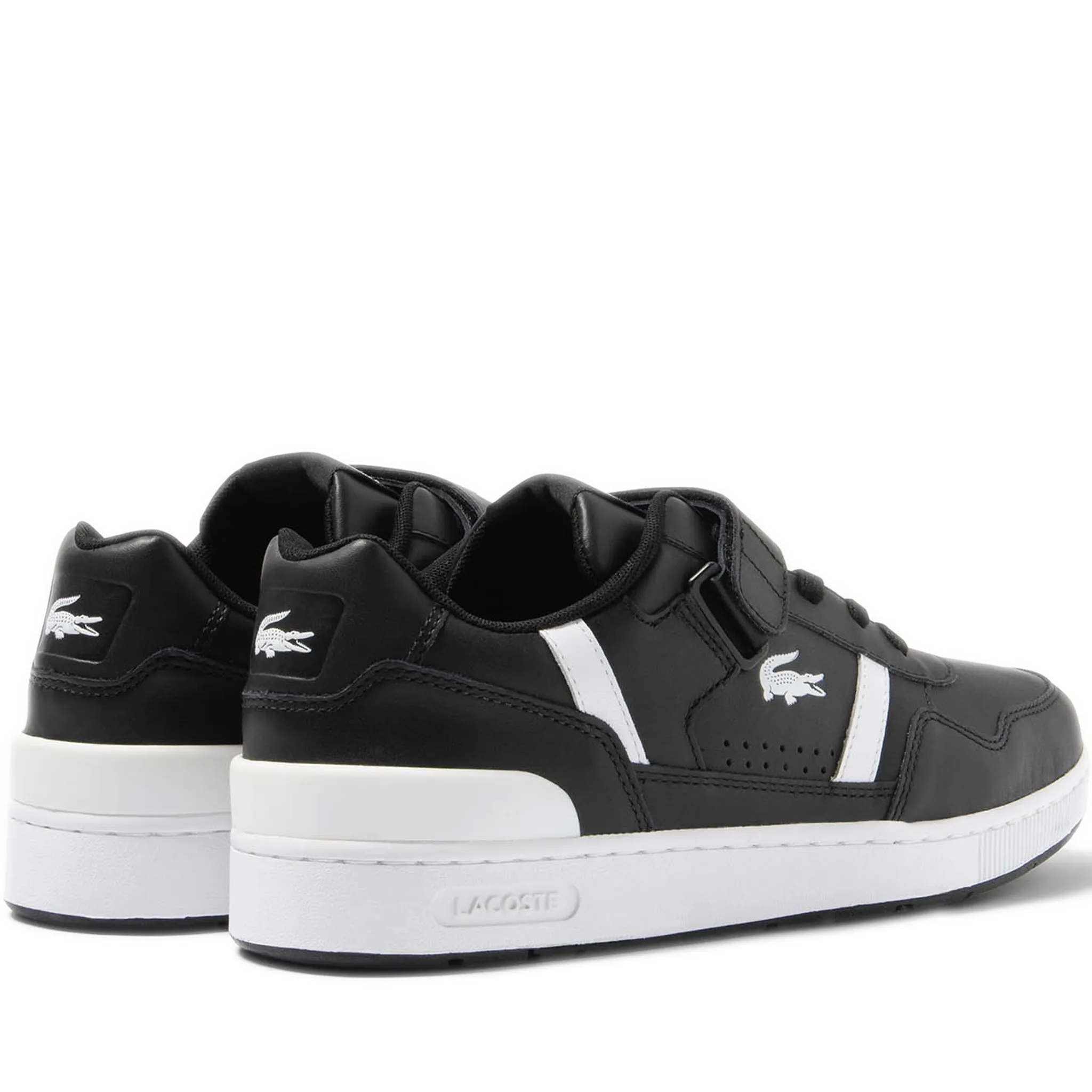 Men's Lacoste T-Clip Velcro Leather Sneakers - Black/ White