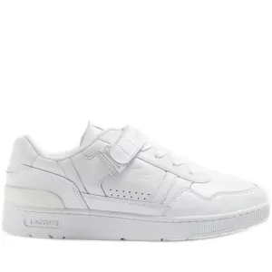 Men's Lacoste T-Clip Velcro Leather Sneakers - White/ White