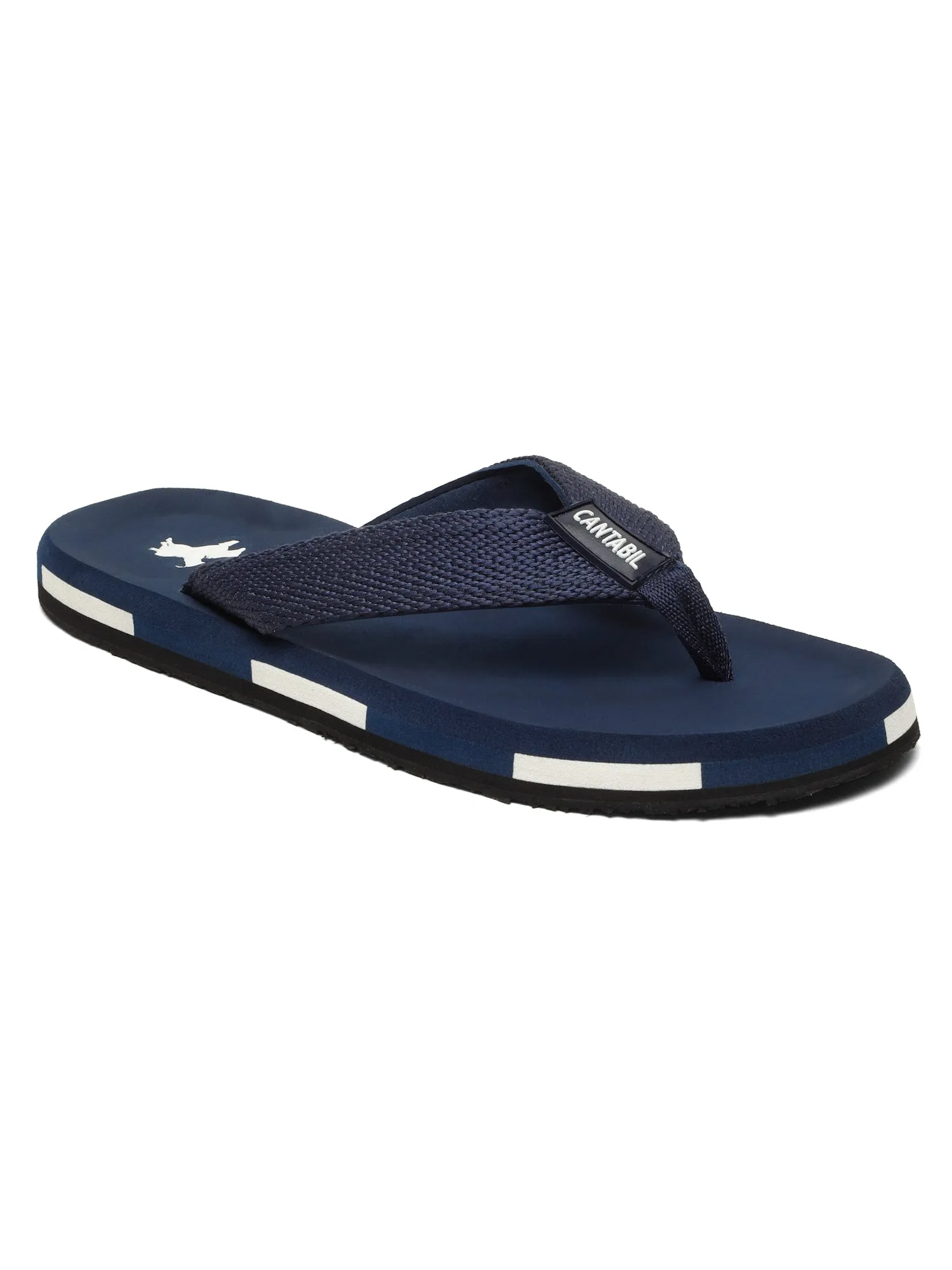 Men's Navy Blue Solid Casual Flip-Flops Slippers