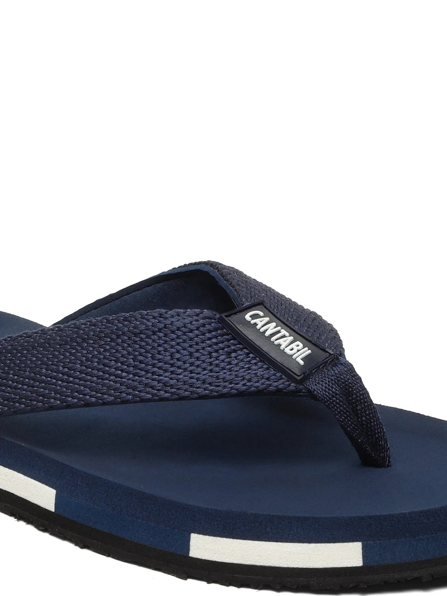 Men's Navy Blue Solid Casual Flip-Flops Slippers