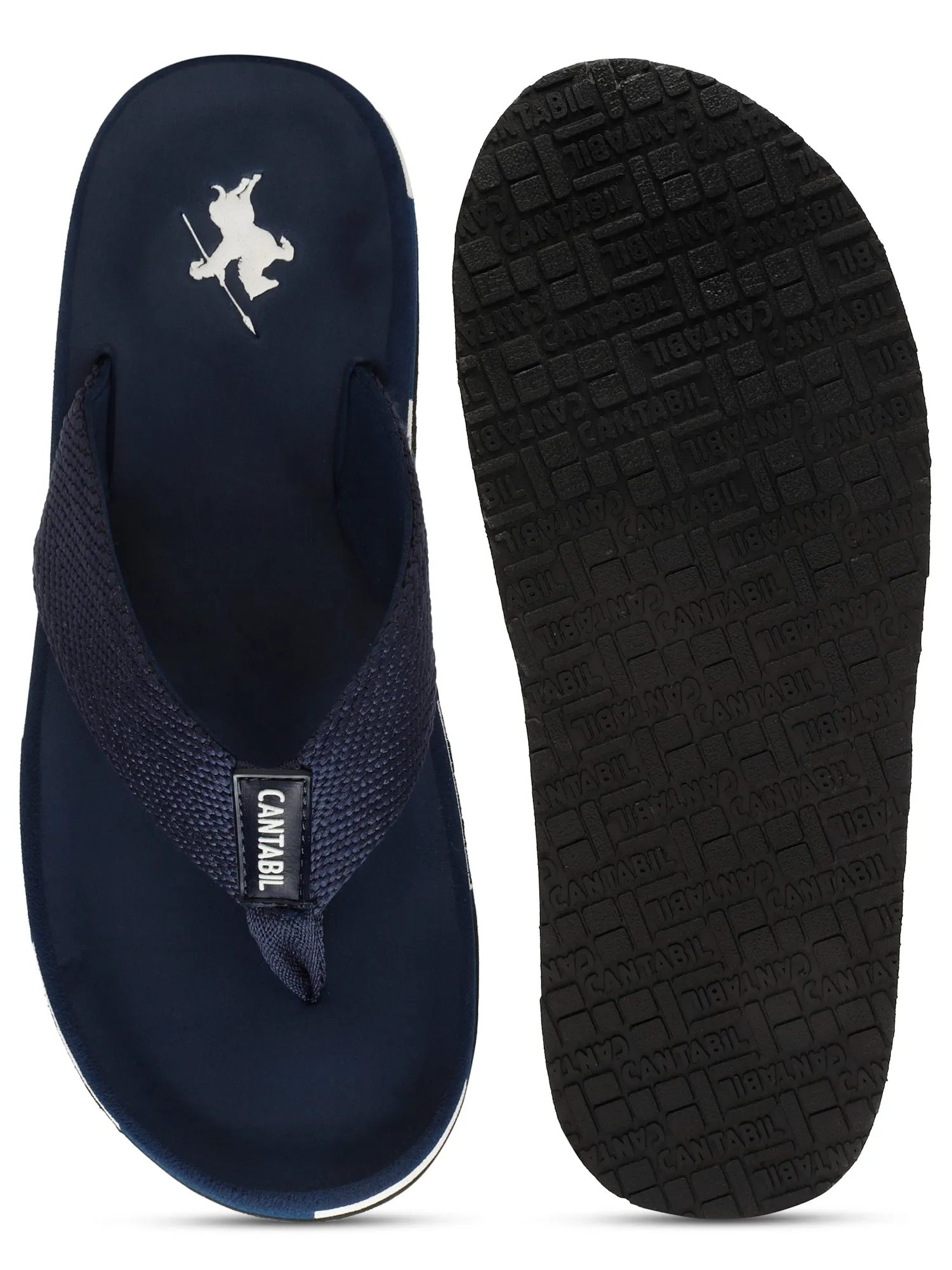 Men's Navy Blue Solid Casual Flip-Flops Slippers