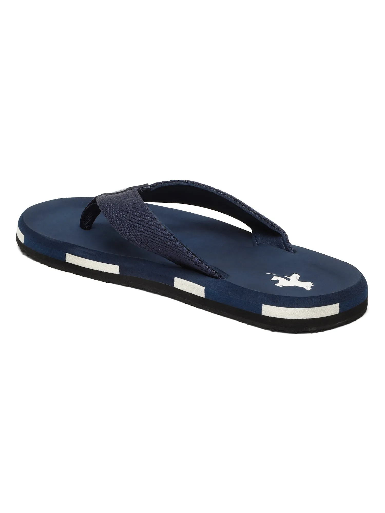 Men's Navy Blue Solid Casual Flip-Flops Slippers