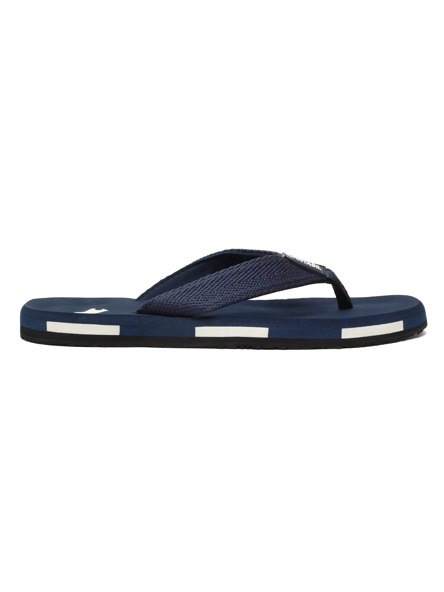 Men's Navy Blue Solid Casual Flip-Flops Slippers