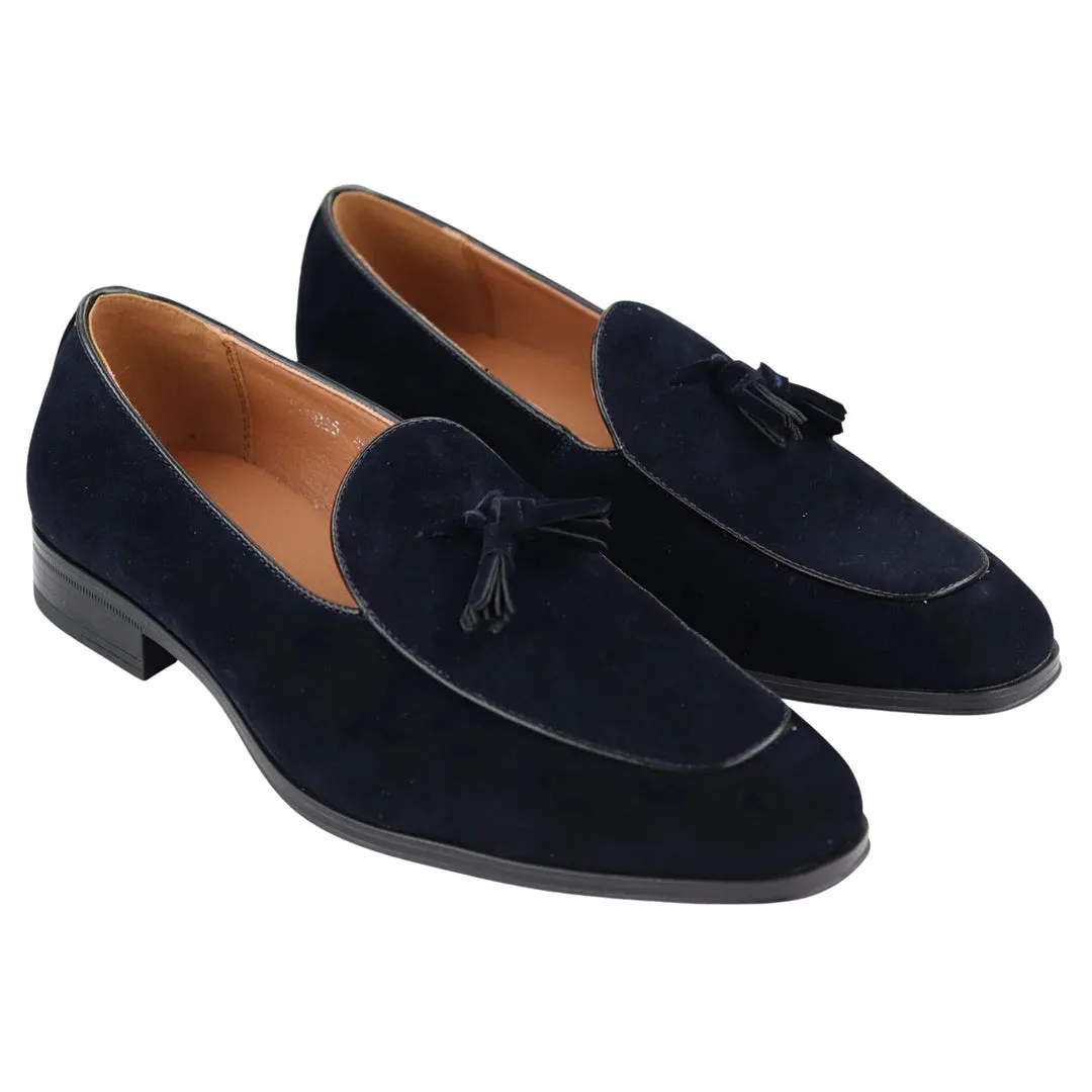 Mens Suede Loafers Smart Casual Tassel Moccasins Slip On Dress Shoes