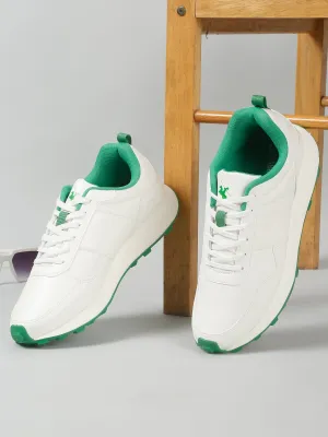 Men's White Solid Lace-Up Casual Sneakers