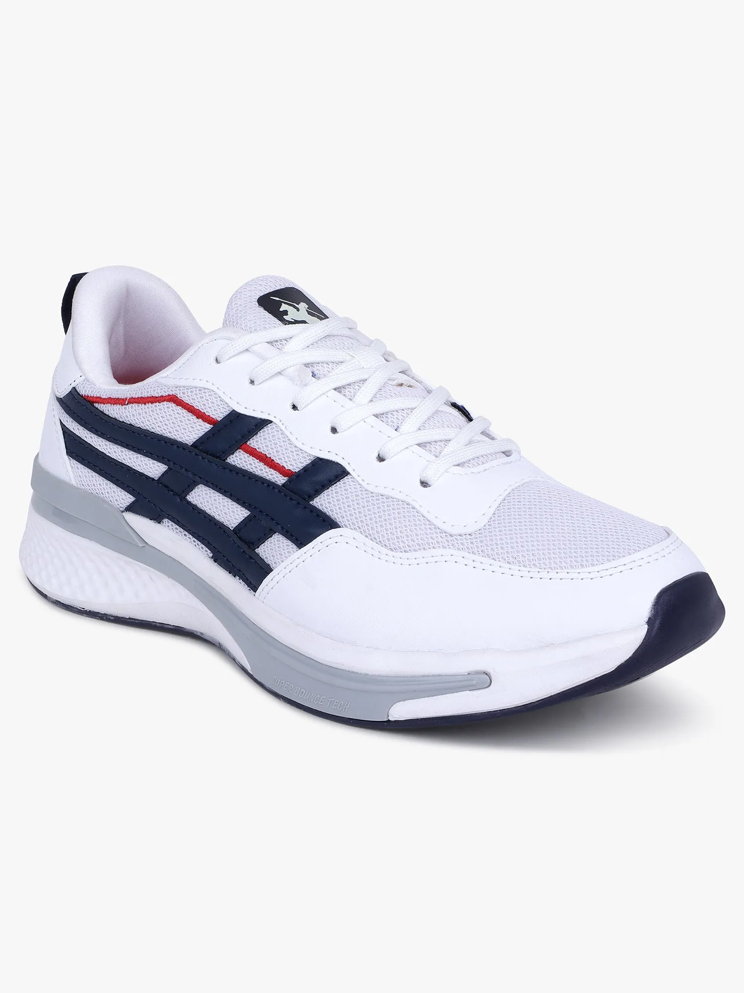 Men's White Solid Lace-Up Running Shoes