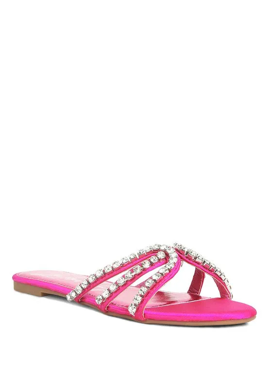 Mezzie Dimante Strap Flat Sandals