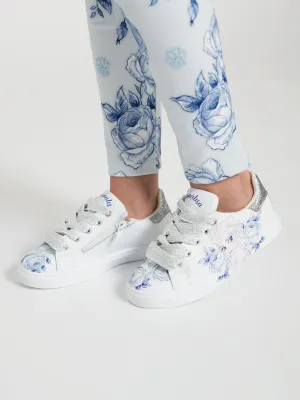 Monnalisa Girls Leather Frozen Trainers in White