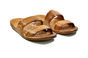 Moses Rubber Slides - Two Strap Black Brown Jandals