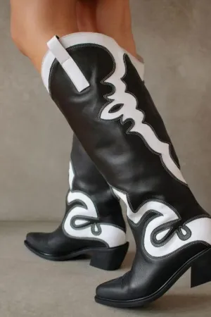 Mount Dallas Cowboy Boot | Black White