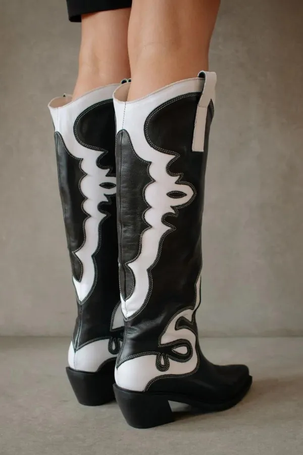 Mount Dallas Cowboy Boot | Black White