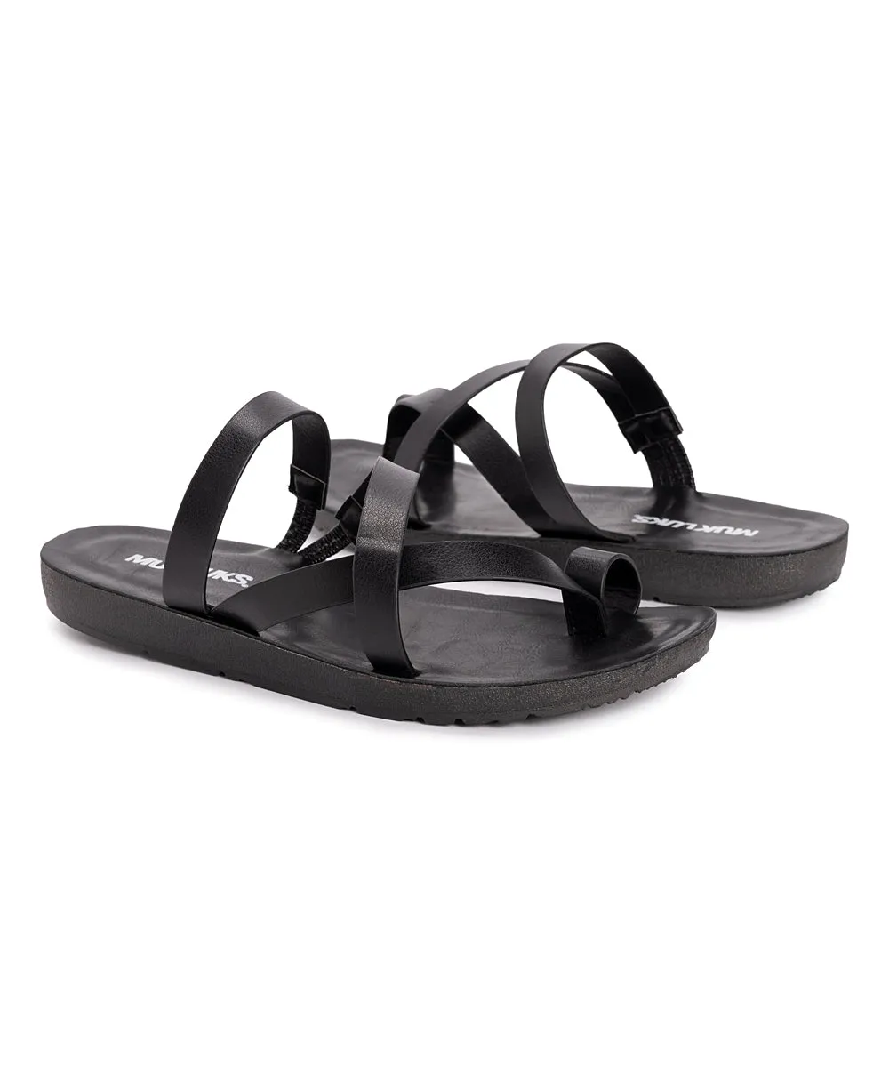 Muk Luks Solid Black Sandals