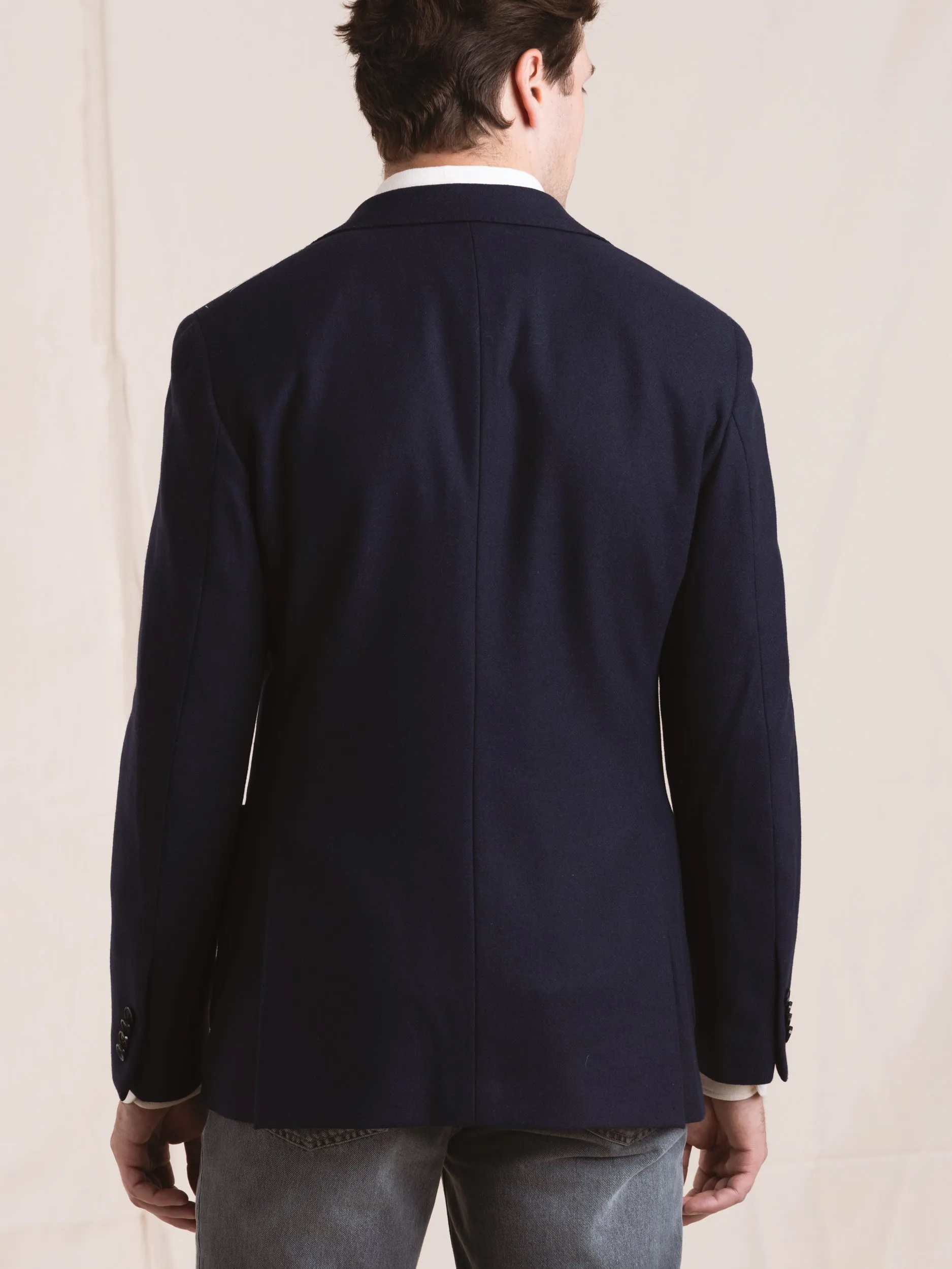 Navy Wool-Blend Sport Jacket