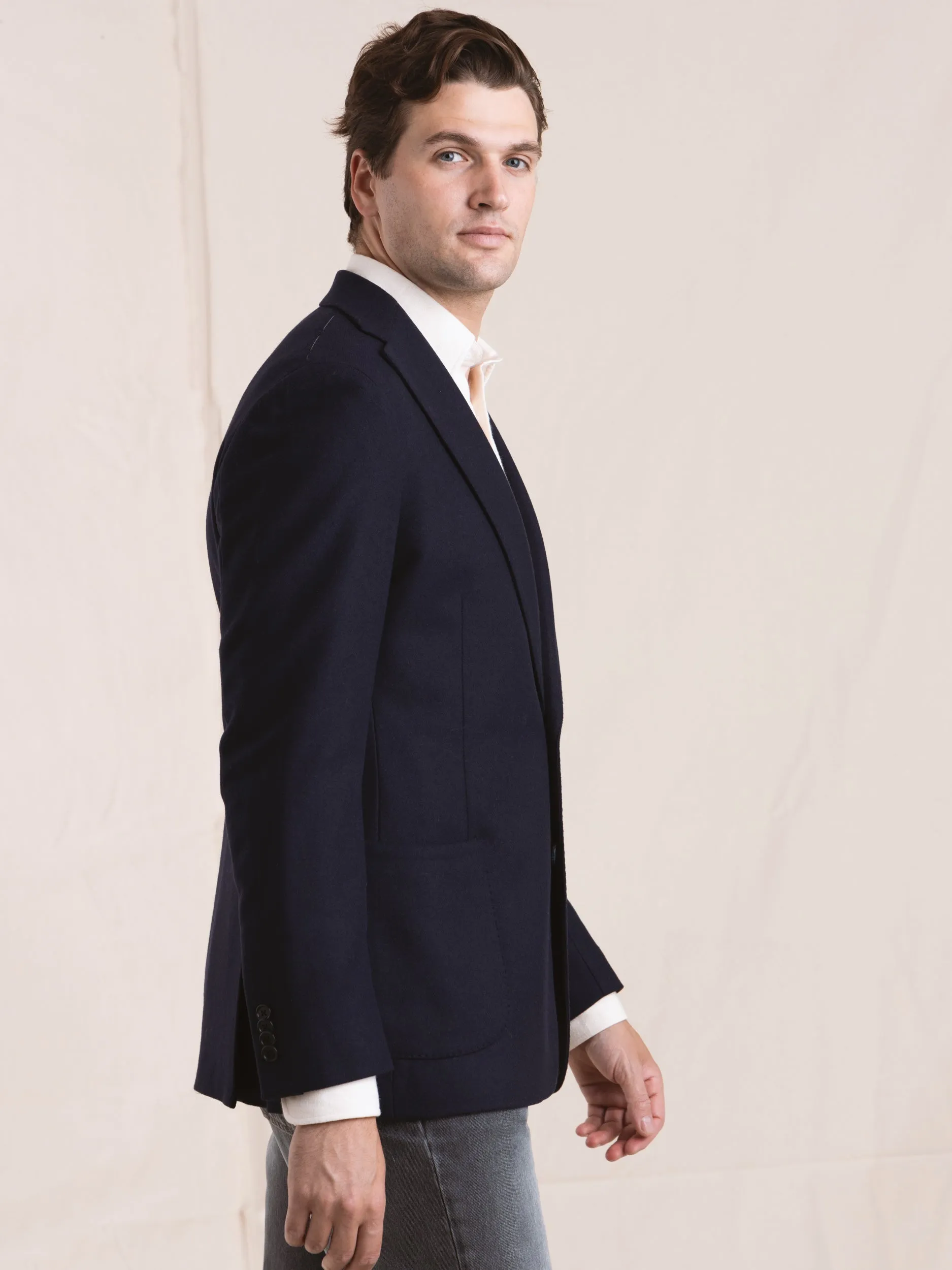 Navy Wool-Blend Sport Jacket