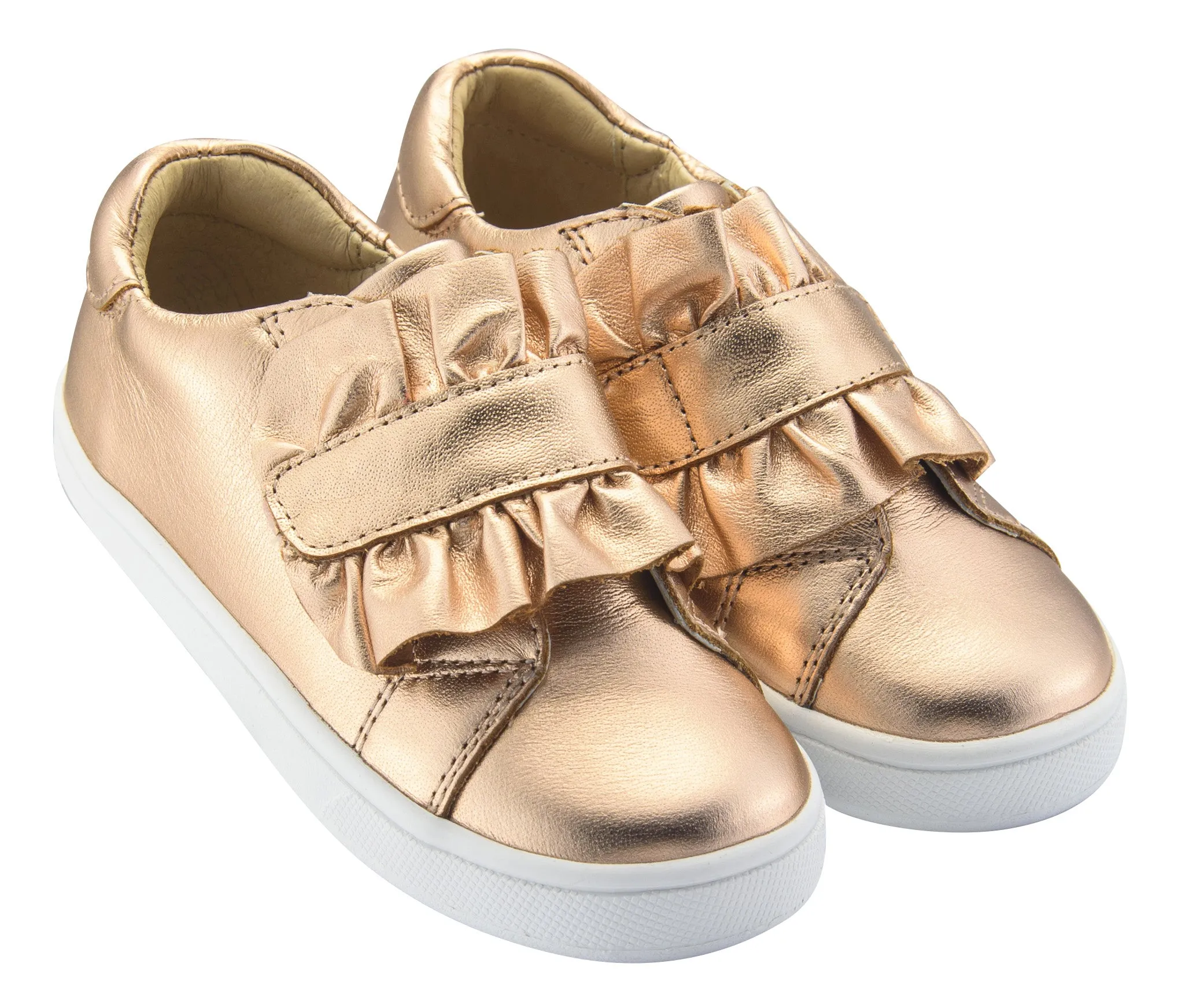 Old Soles Girl's Urban Frill Leather Sneakers, Copper