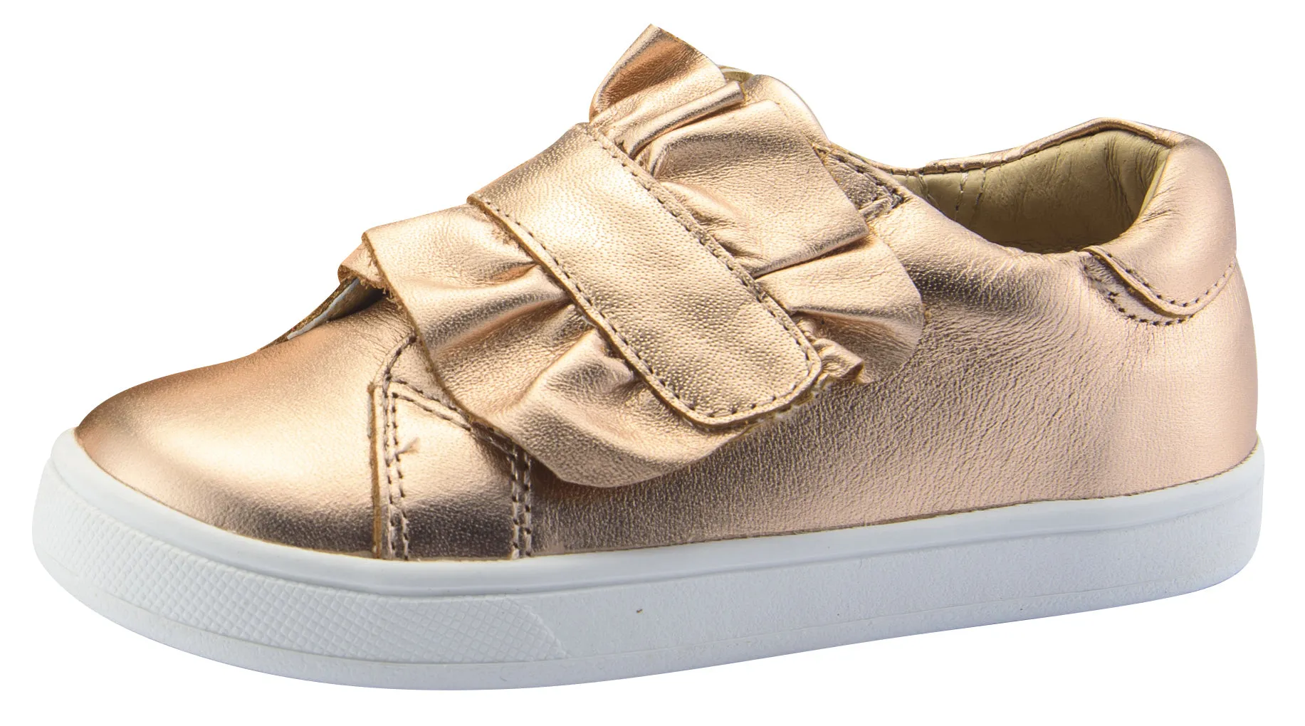 Old Soles Girl's Urban Frill Leather Sneakers, Copper