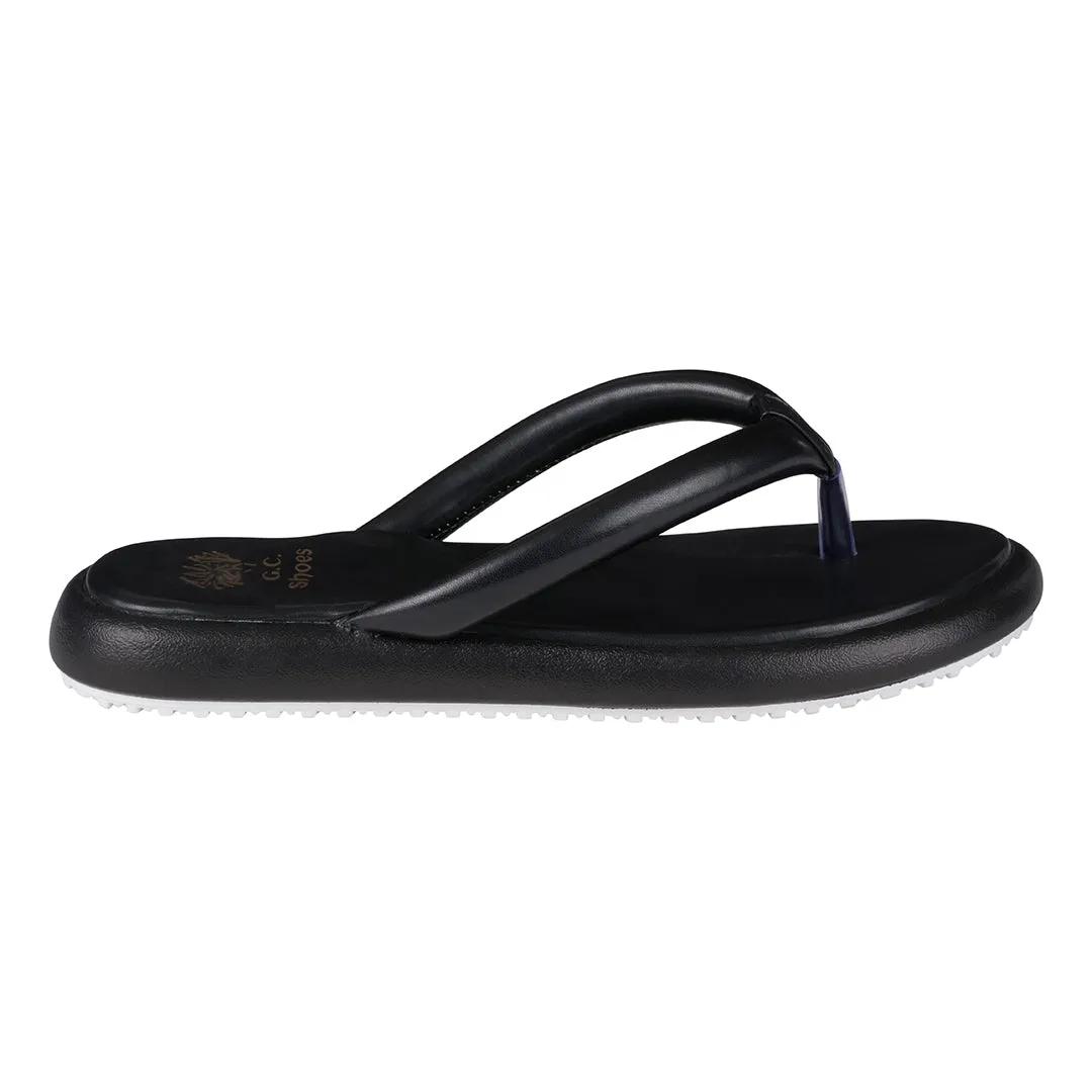 Parisa Black Thong Slide Flat Sandals