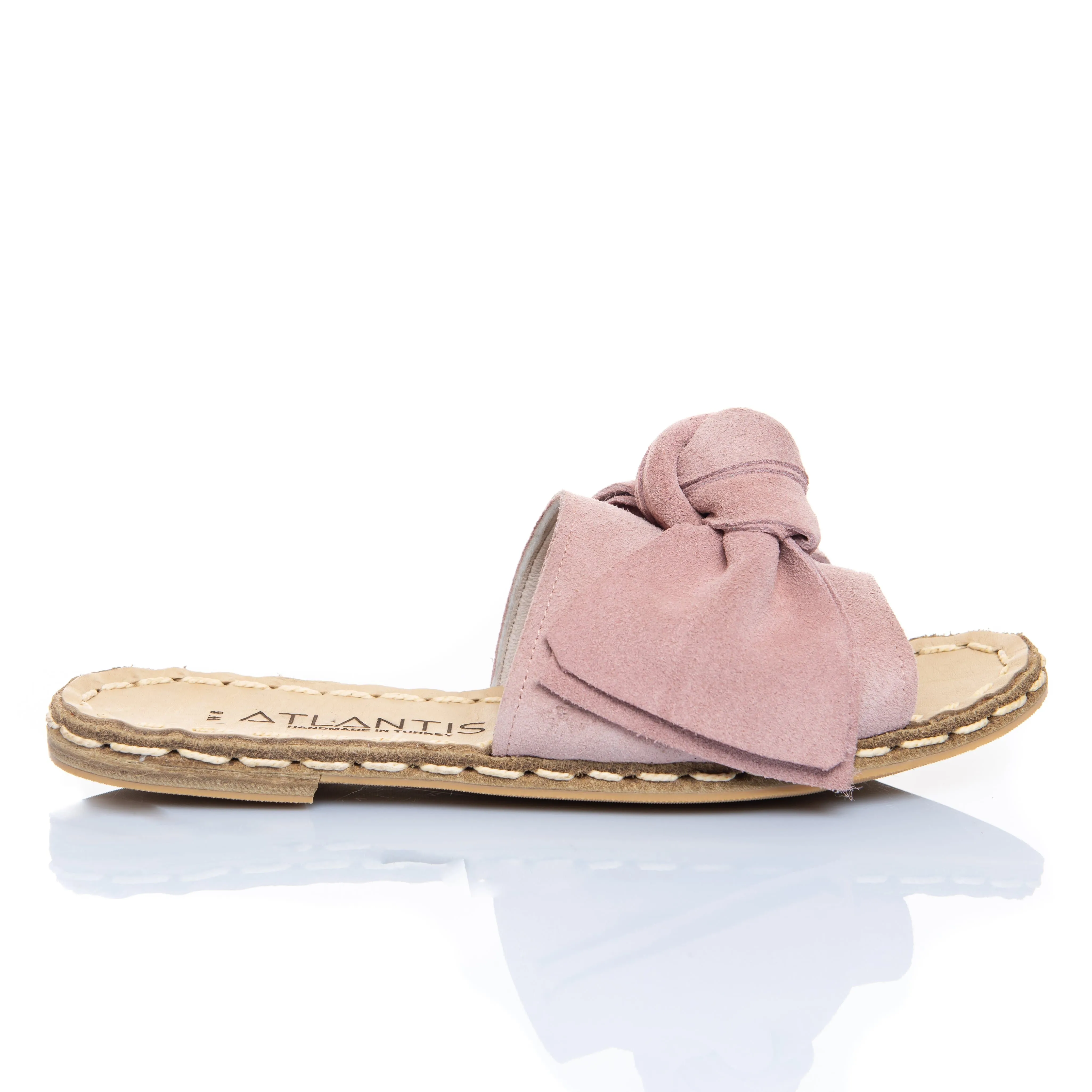 Powder Pink Bows Leather Sandals