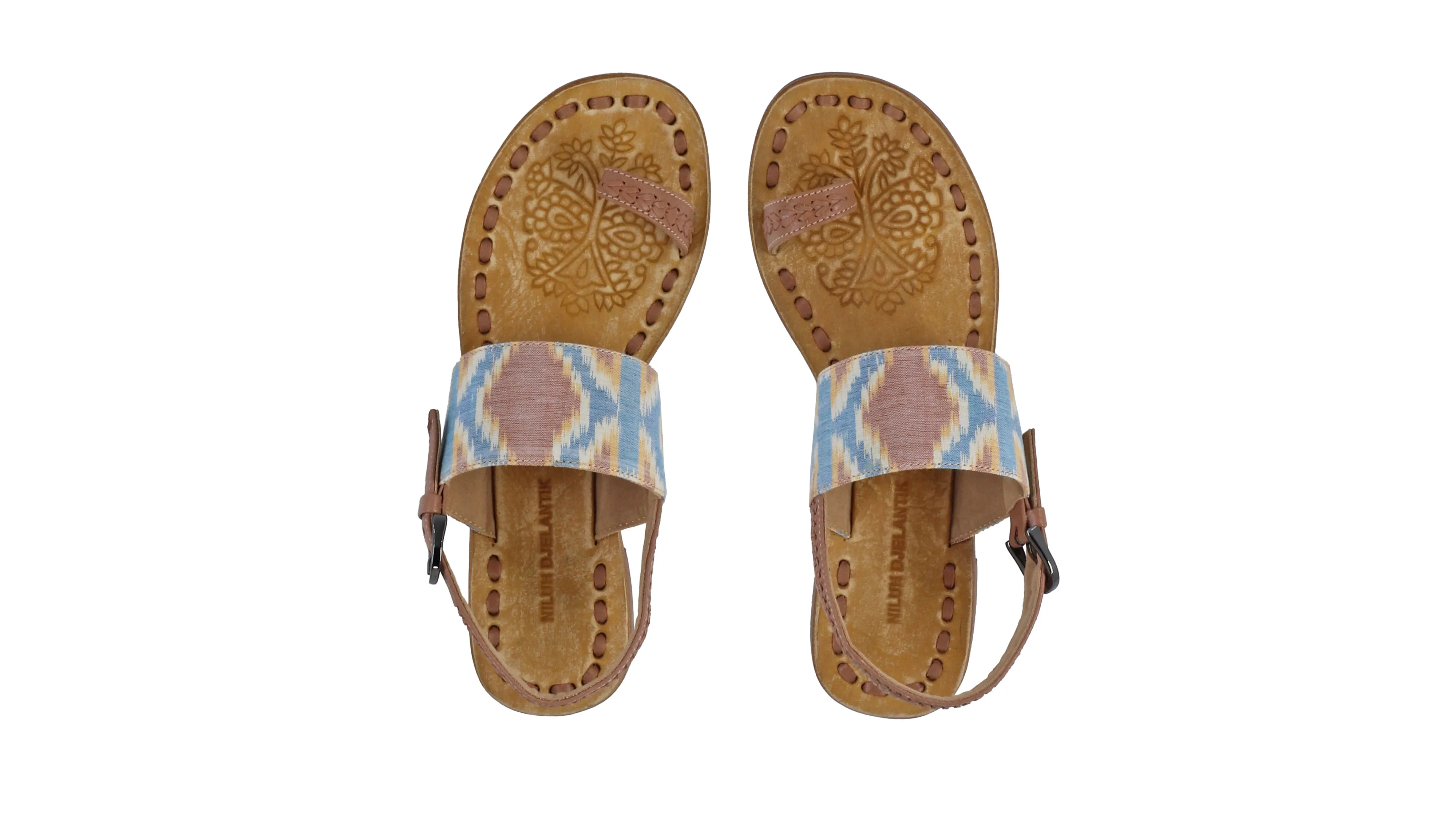 Prana 20mm Flat - Mocha & Mocha Blue Butterfly Endek