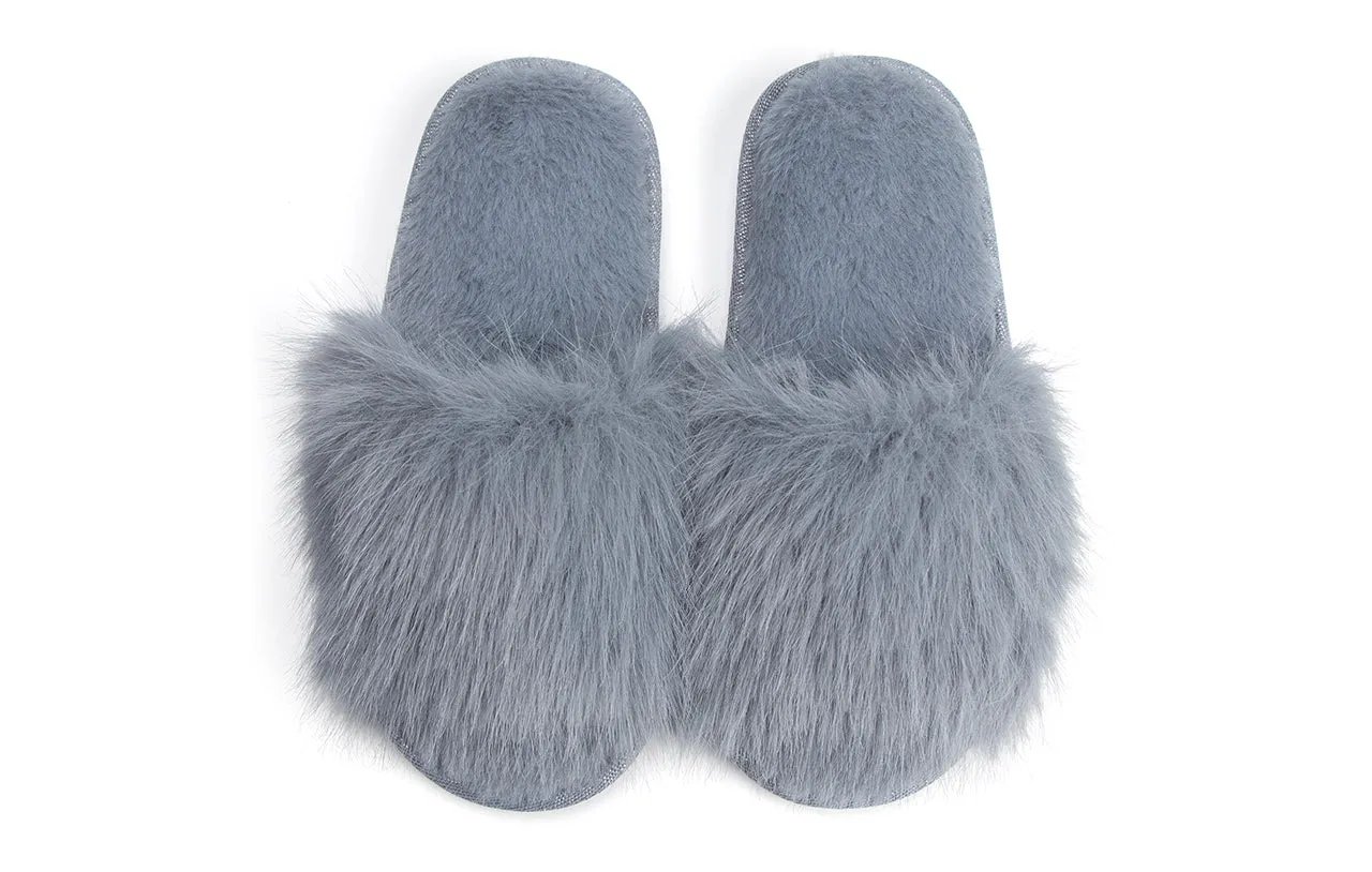 Pupeez Cozy Chic Fuzzy Slippers for Girl's - Fizzy Hair Top with Faux Fur Body, Comfortable & Relaxing