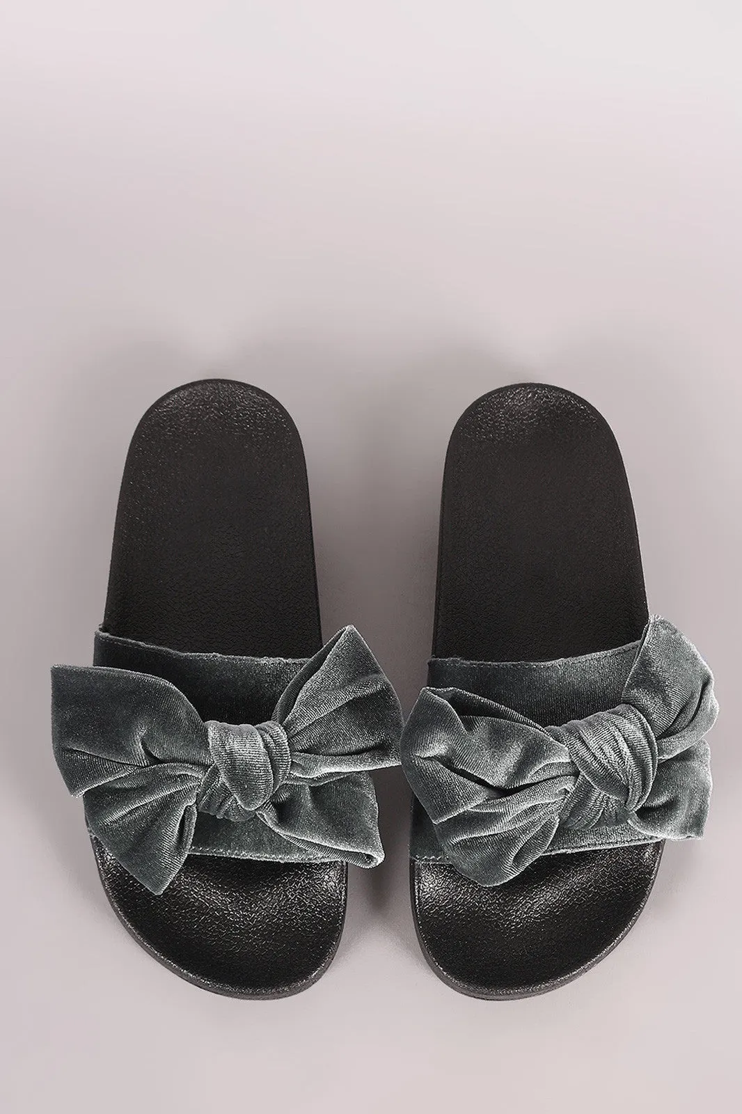 Qupid Velvet Bow Slide Sandal