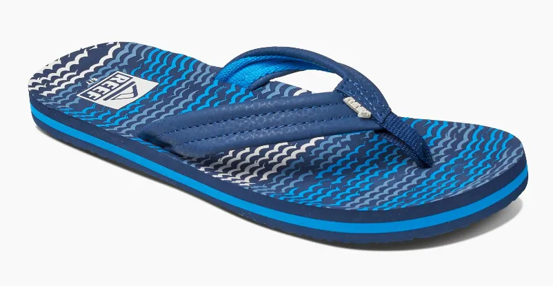 Reef Ahi Kids's Blue Horizon Waves Sandals