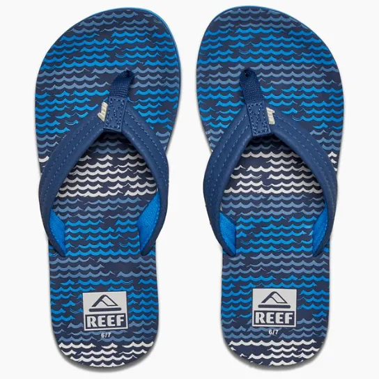 Reef Ahi Kids's Blue Horizon Waves Sandals