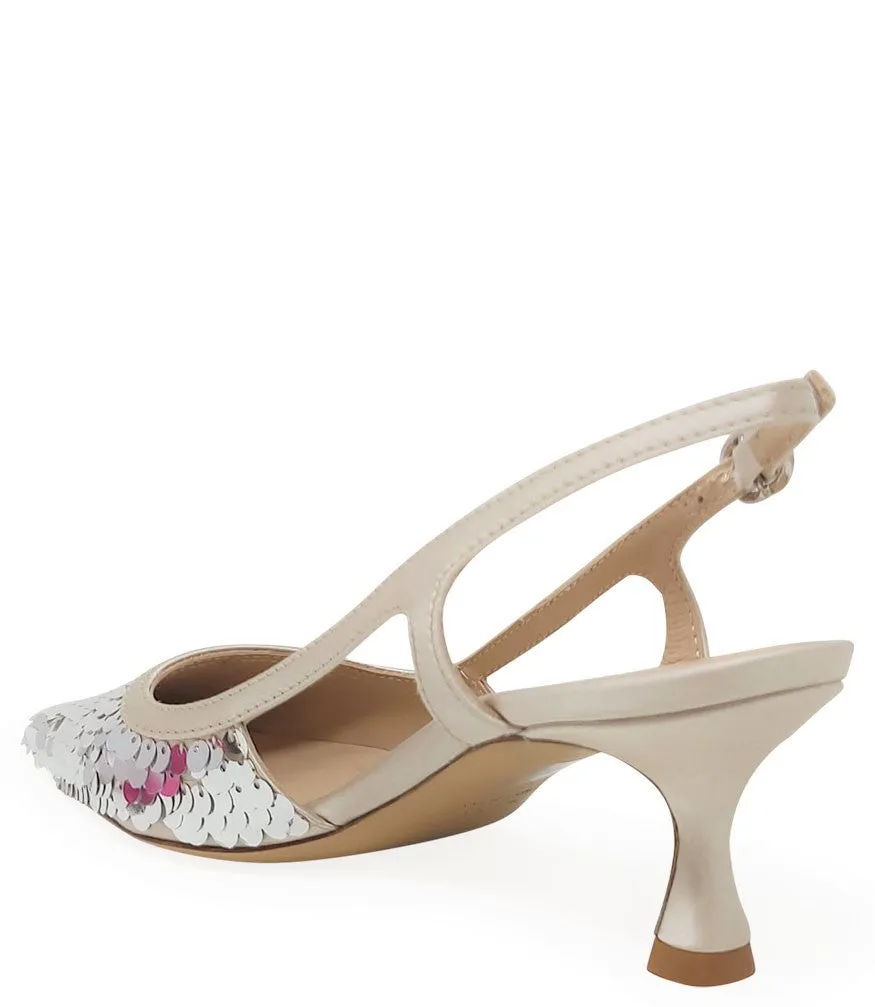 Roberto Festa Silver Sequence Snip Slingback Heel