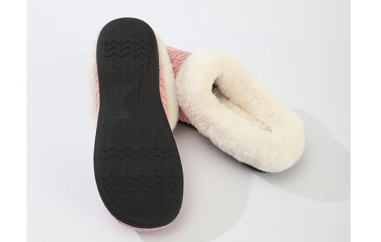 Roxoni Women's Winter Fur Warm and Comfortable Clog Slipper