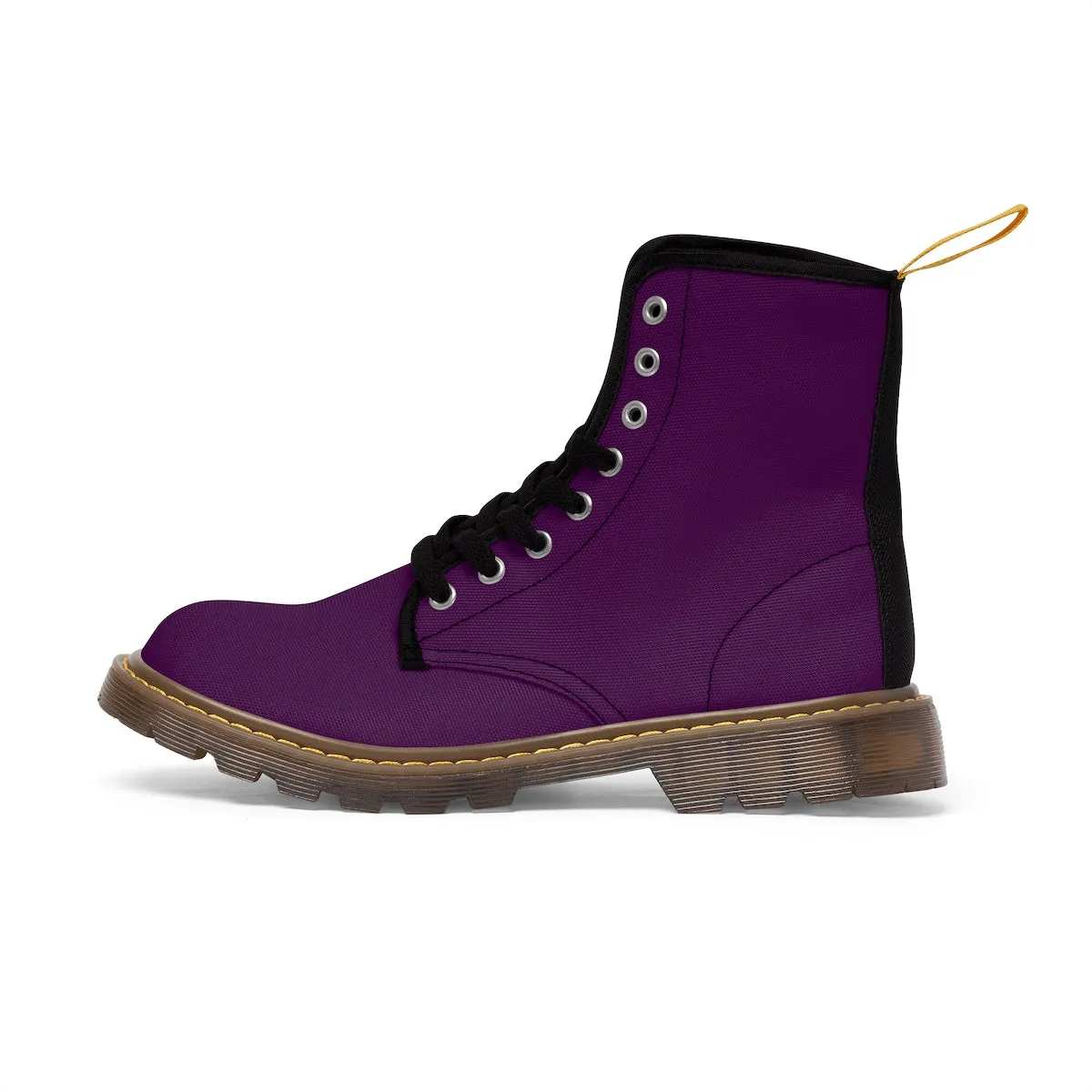 Royal Purple Women's Boots, Classic Solid Color Winter Lace-up Toe Cap Hiking Boots For Women