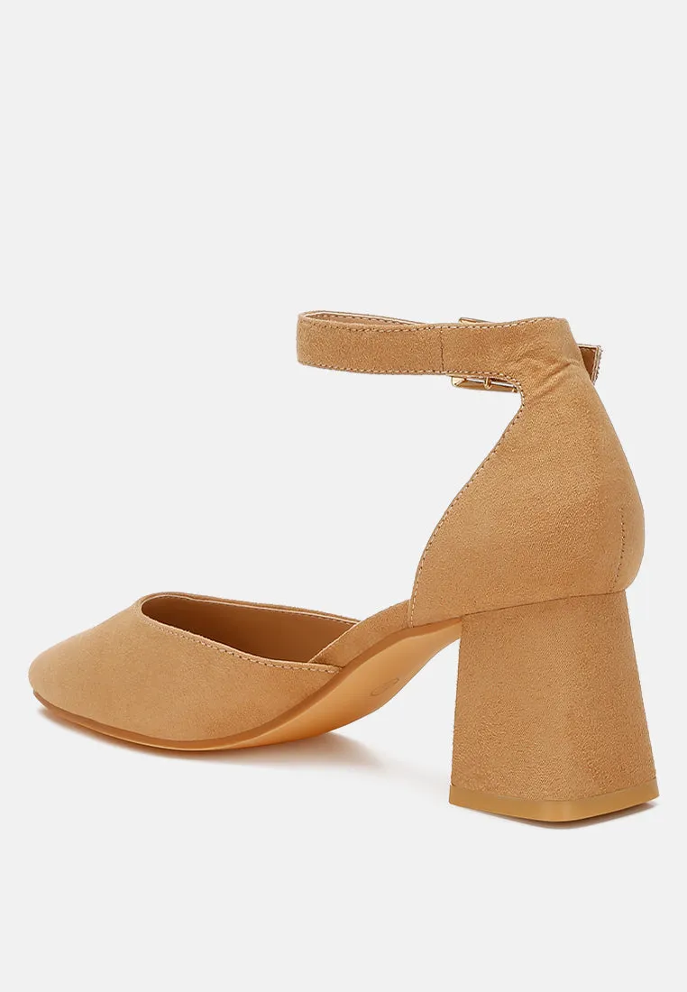 Rozita Microfiber Block Heel Sandals