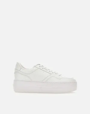 Skyscraper White Leather Platform Sneakers