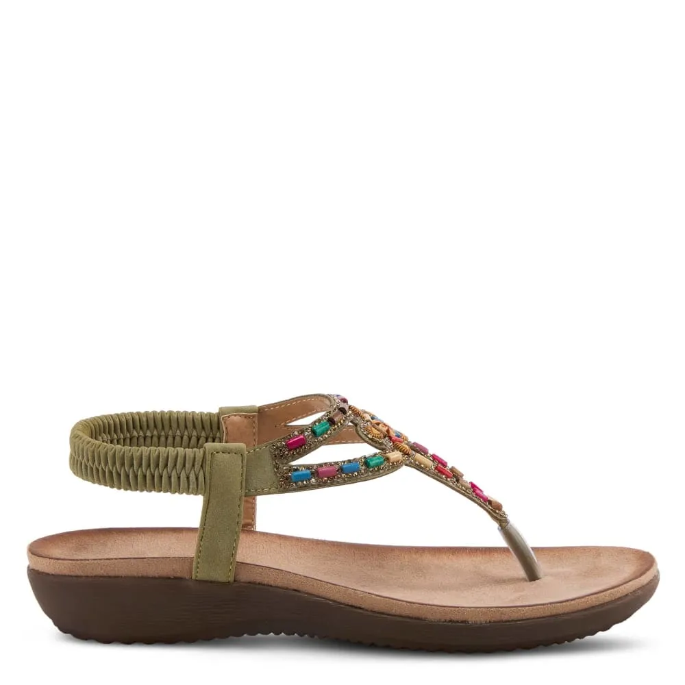 Spring Step Shoes Patrizia Crema Women's Thong Stretch Back Strap Sandals