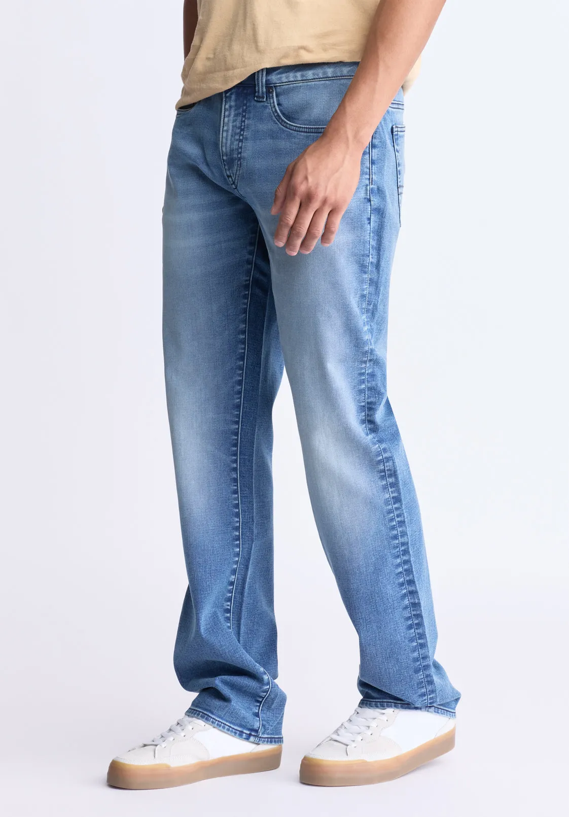 Straight Six Men's Freedom Flex Jeans, Crinkled blue - BM22996