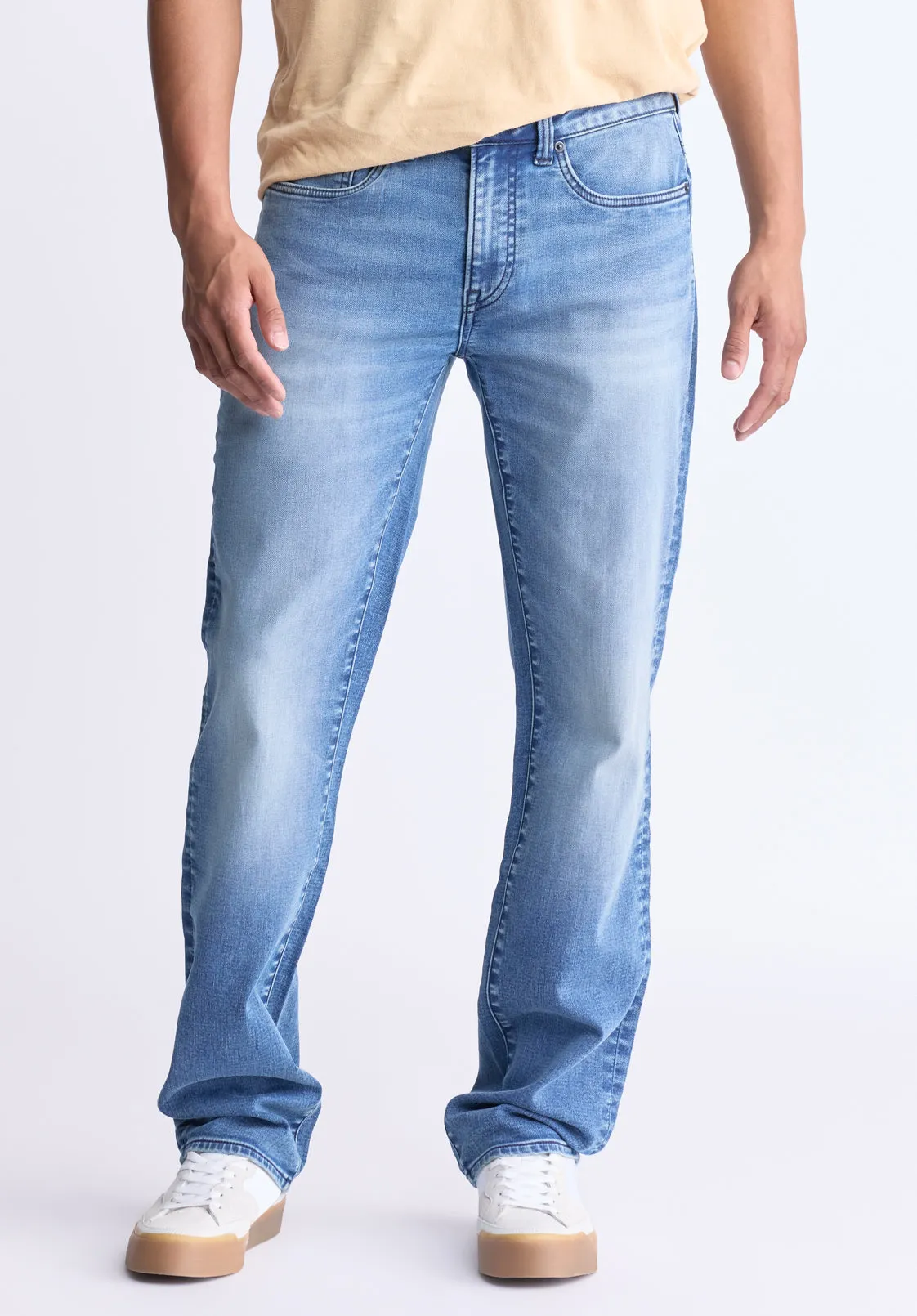 Straight Six Men's Freedom Flex Jeans, Crinkled blue - BM22996