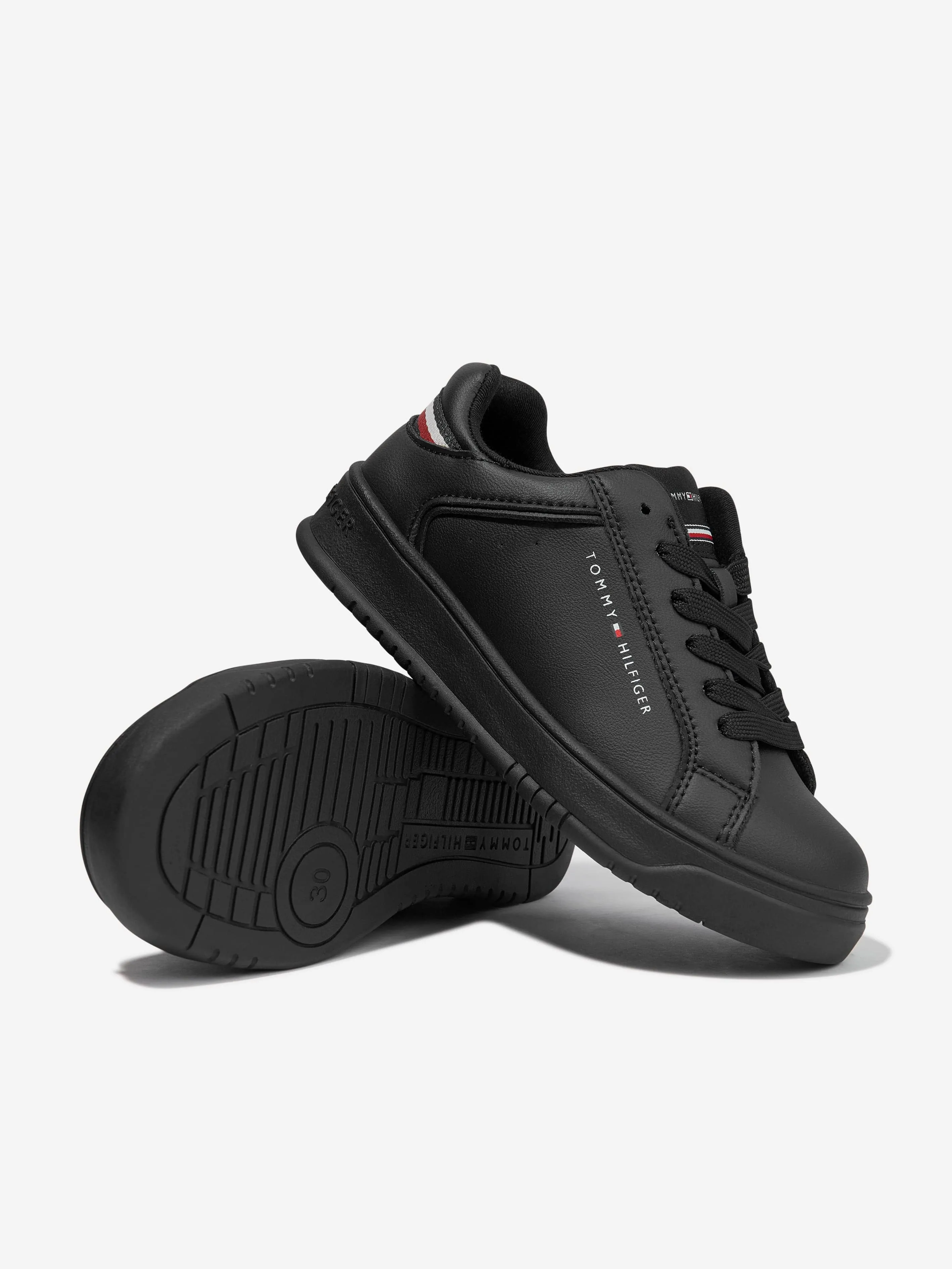 Tommy Hilfiger Kids Low Cut Lace-Up Trainers in Black