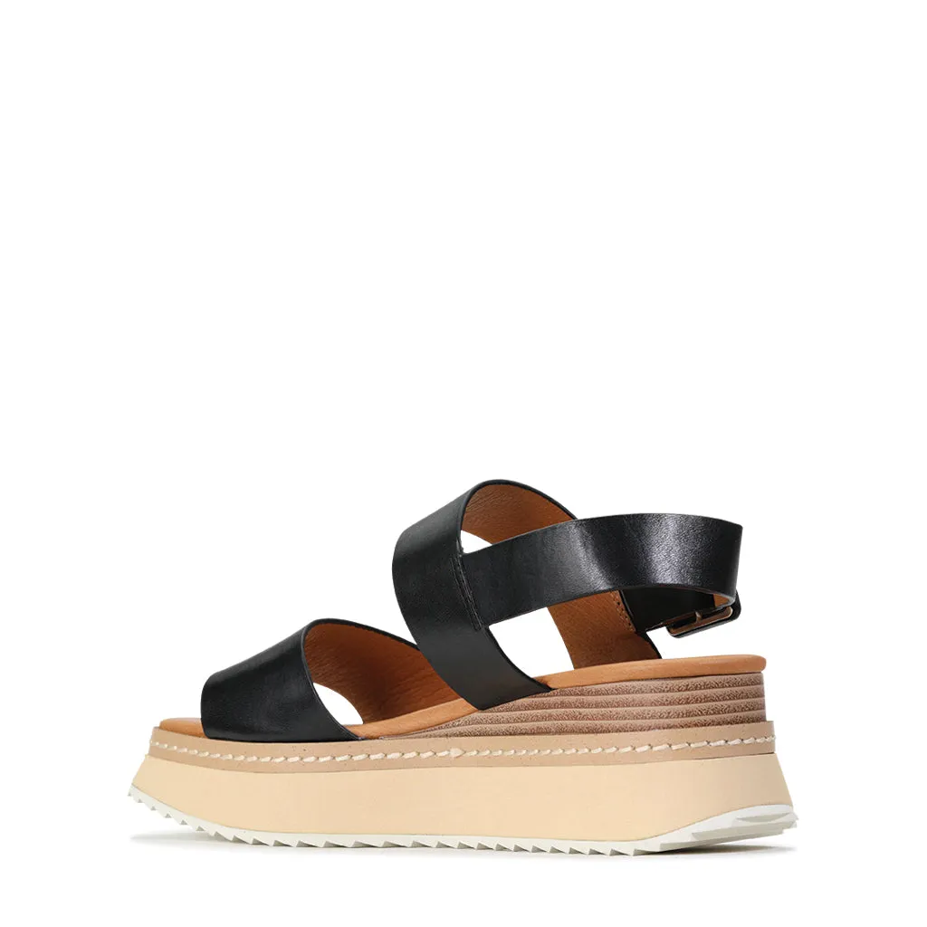 TONAL LEATHER WEDGE SANDAL