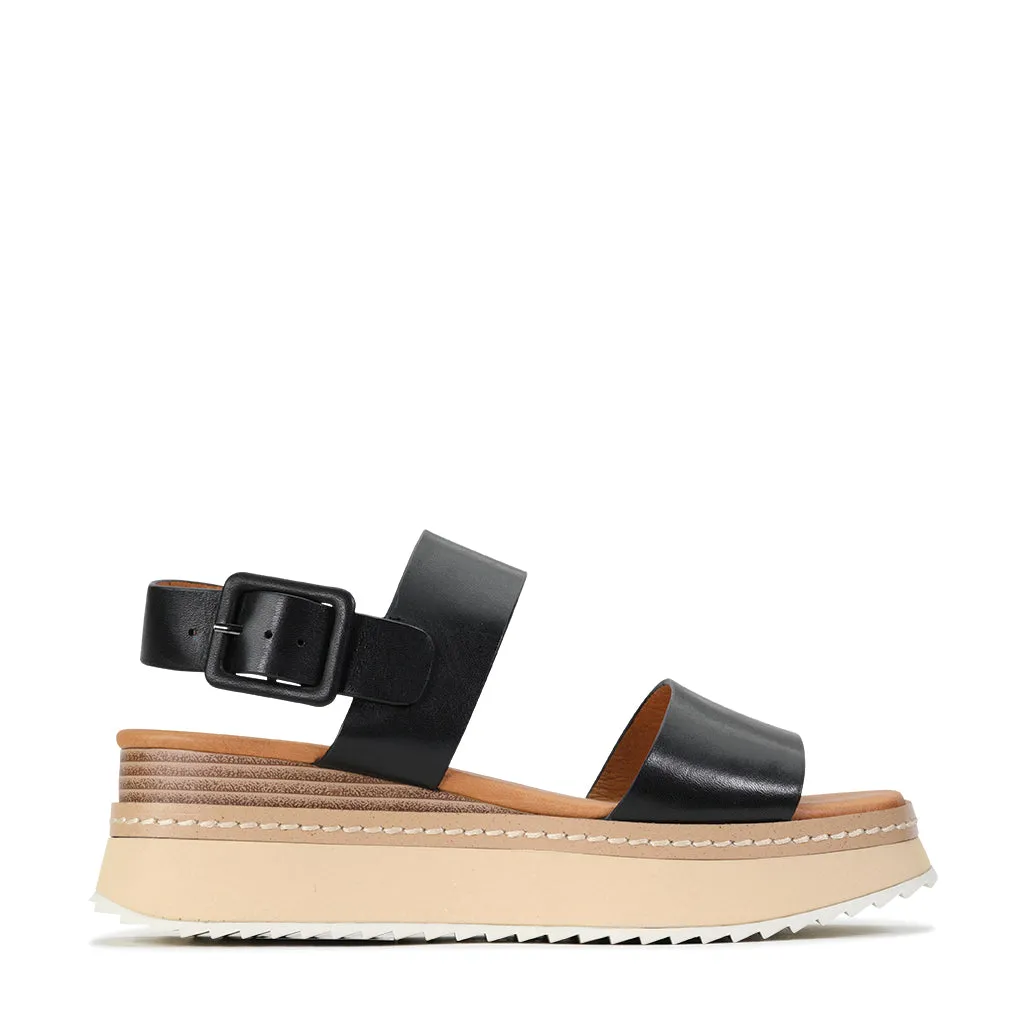 TONAL LEATHER WEDGE SANDAL