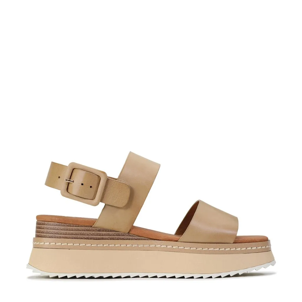 TONAL LEATHER WEDGE SANDAL