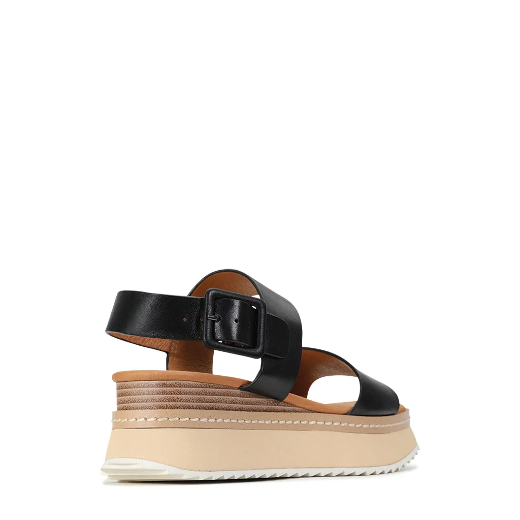 TONAL LEATHER WEDGE SANDAL