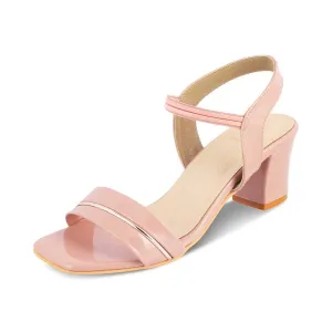 tresmode 231-RACHEL PINK WOMEN DRESS BLOCK HEEL SANDALS EU/38 UK/5