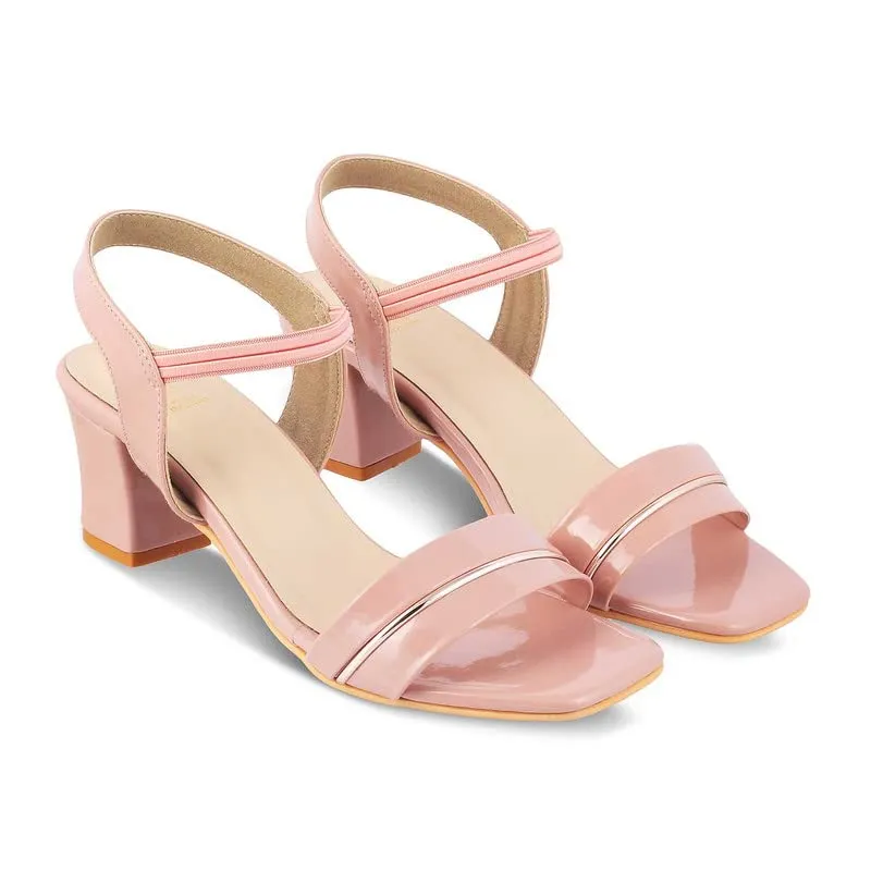 tresmode 231-RACHEL PINK WOMEN DRESS BLOCK HEEL SANDALS EU/38 UK/5