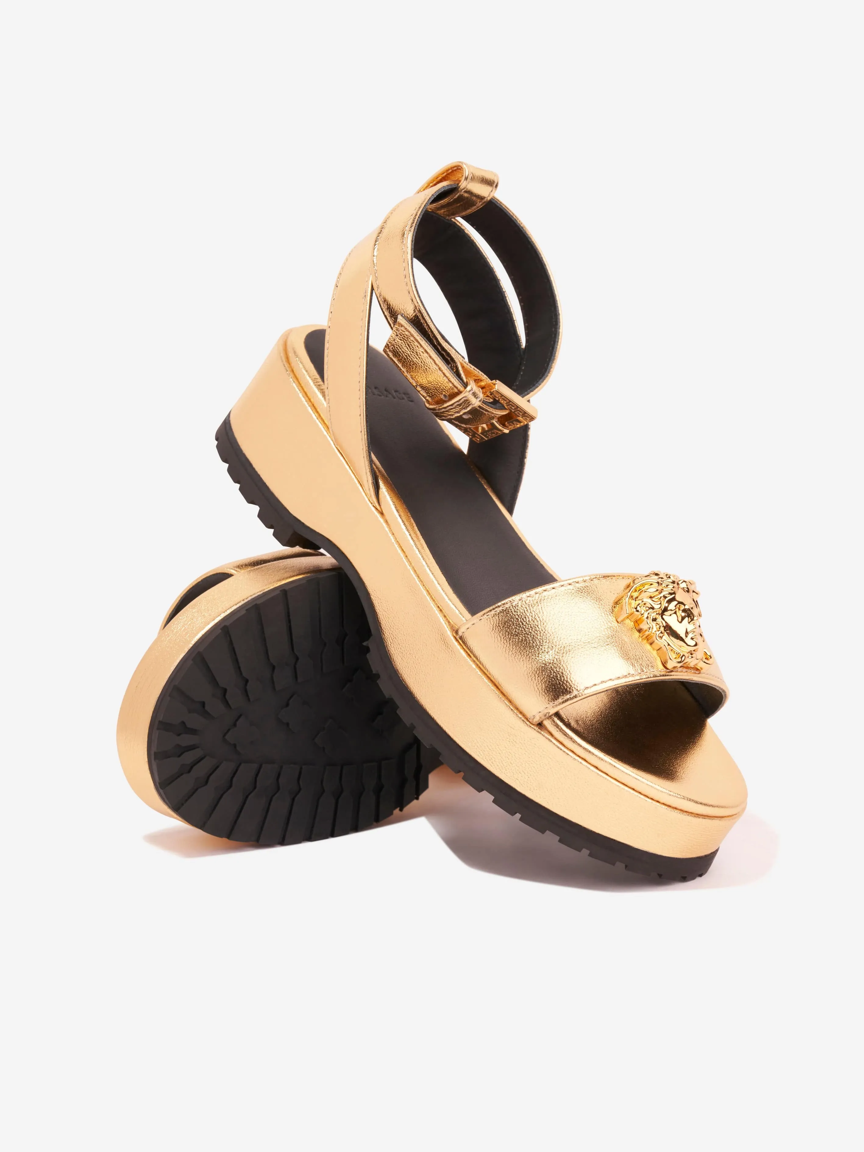 Versace Girls Medusa Platform Sandals in Gold