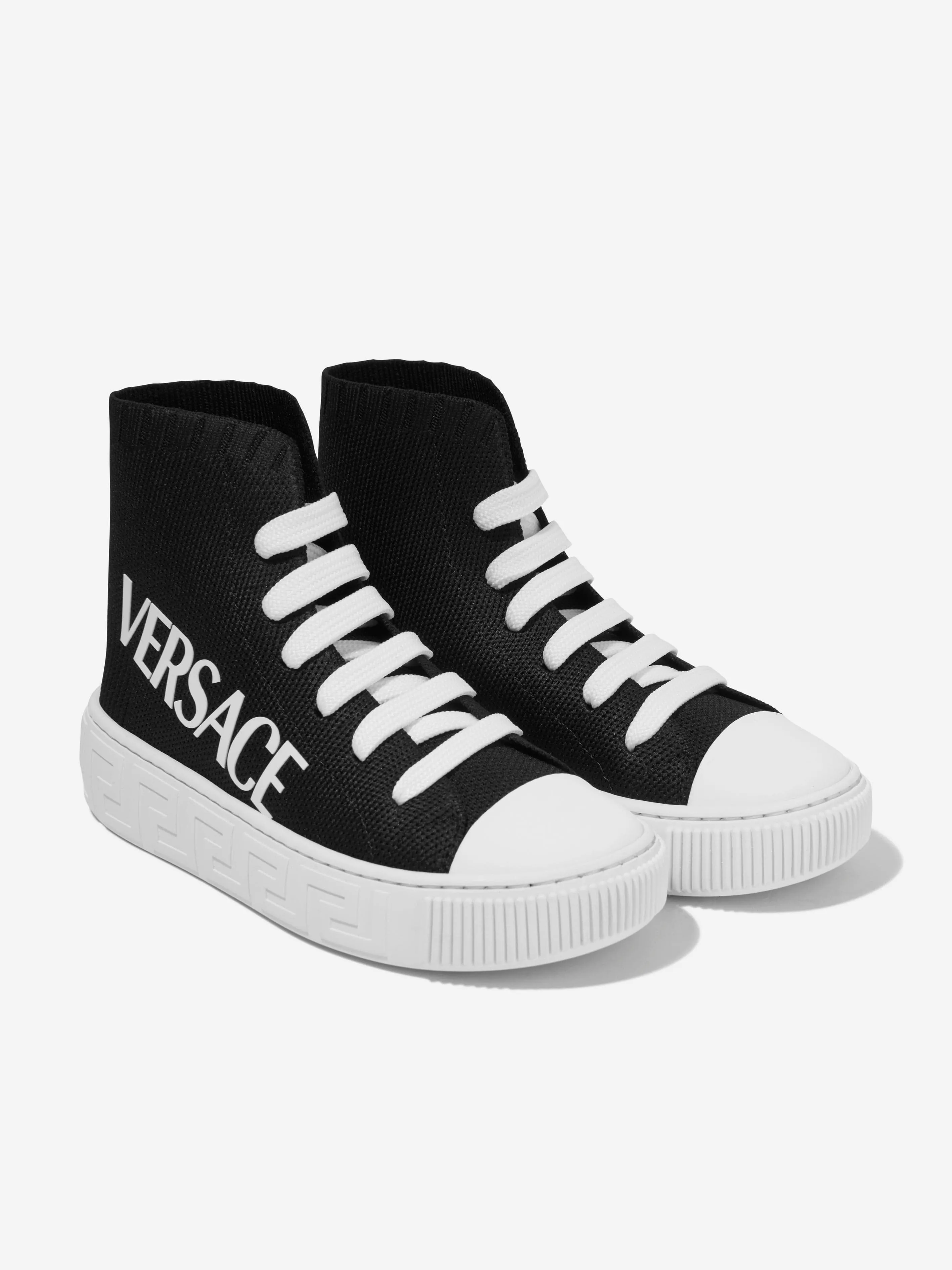 Versace Kids Logo High Top Trainers in Black