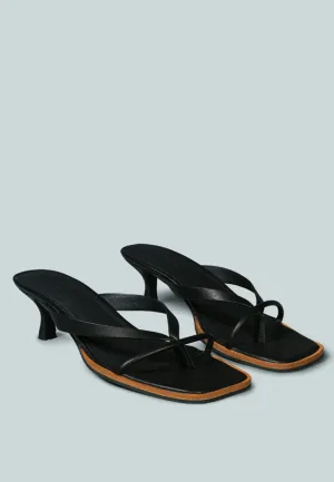 WINSLET Heeled Thong Sandal in Black