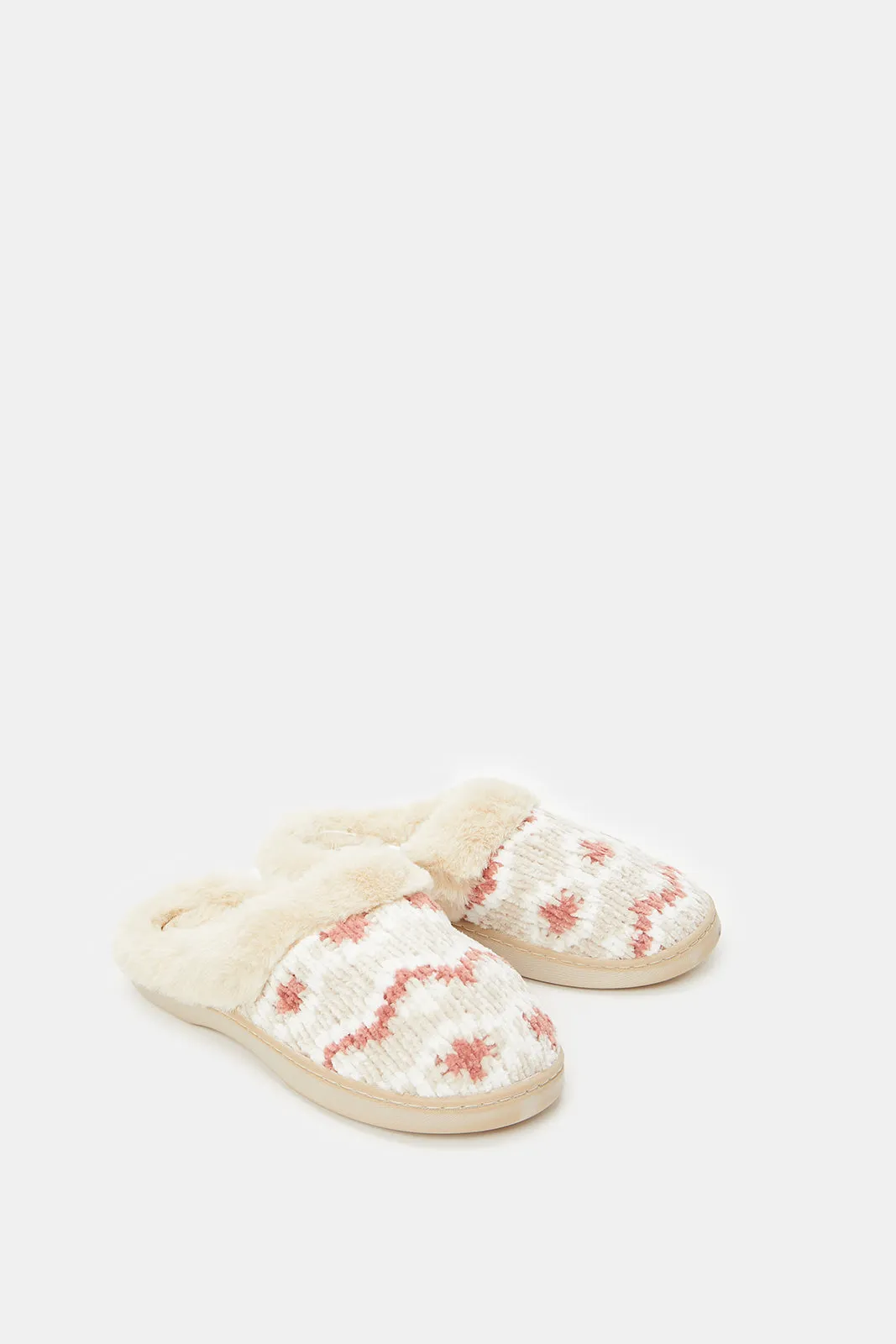 Women Beige Chenille Slipper