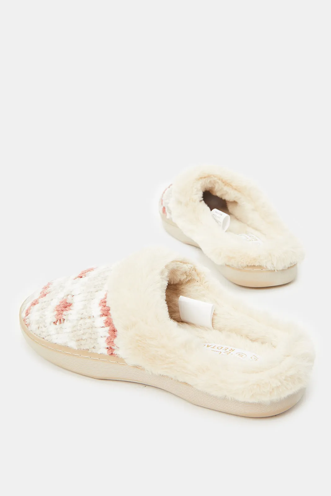 Women Beige Chenille Slipper